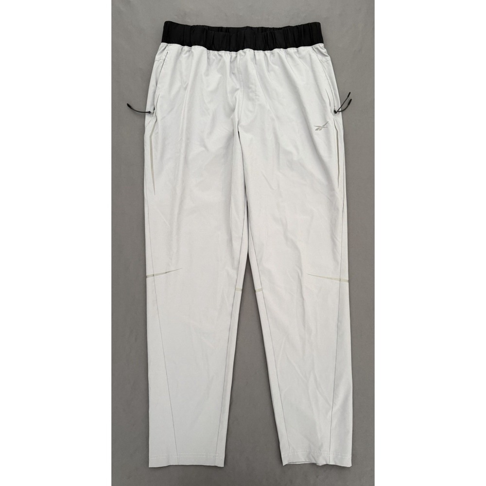 Reebok Track Pants Mens Size Large Gray Running Athletic Woven Lightweight